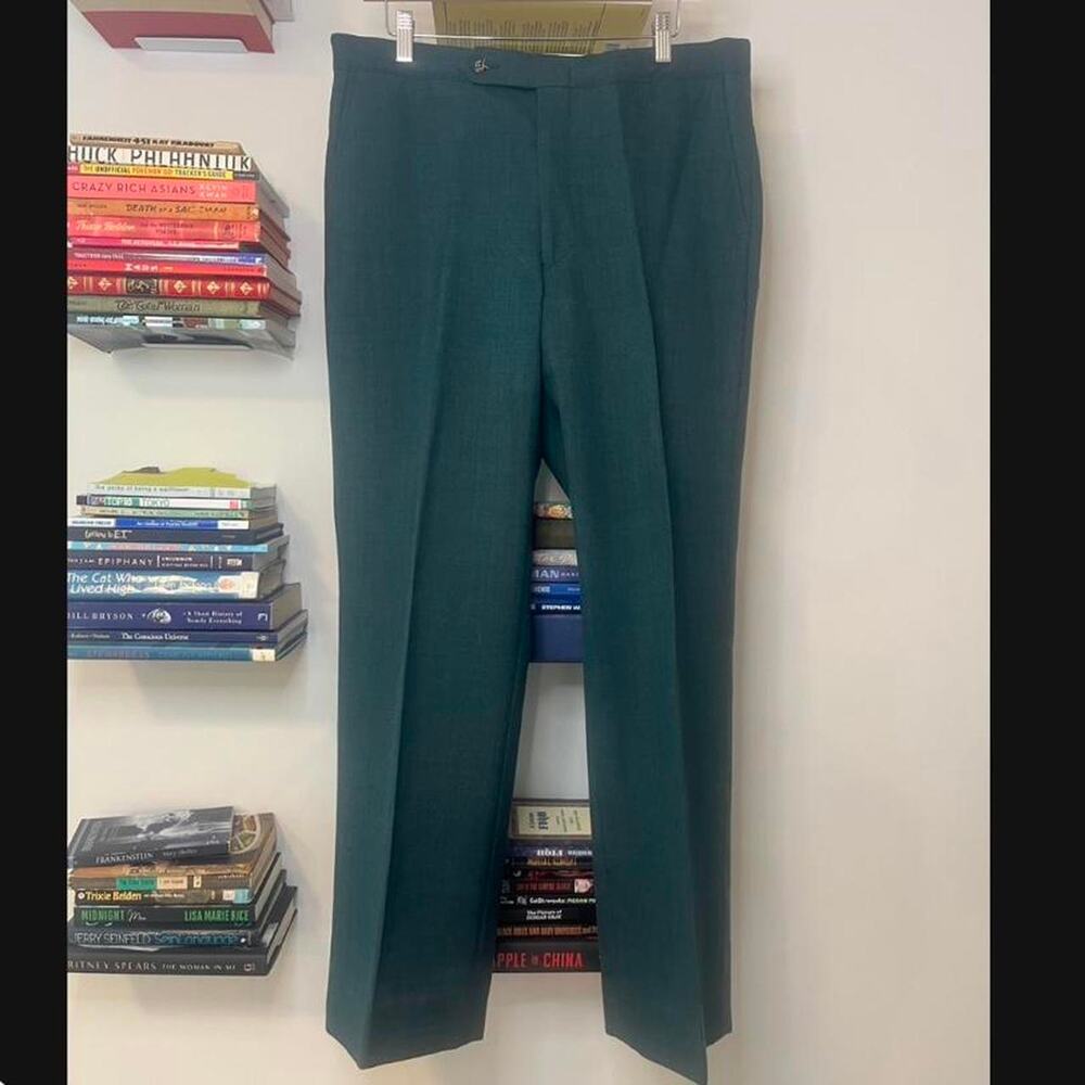 Vintage 1970s Jaymar Sansabelt Men’s Tailored Teal Green Slacks